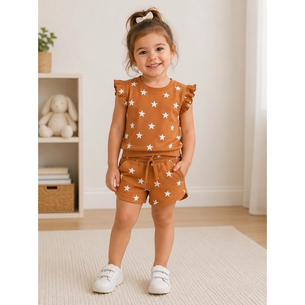 Miles The Label Girls' Star Spangled Sleeveless Sweatshirt & Shorts Set - 2Y NWT